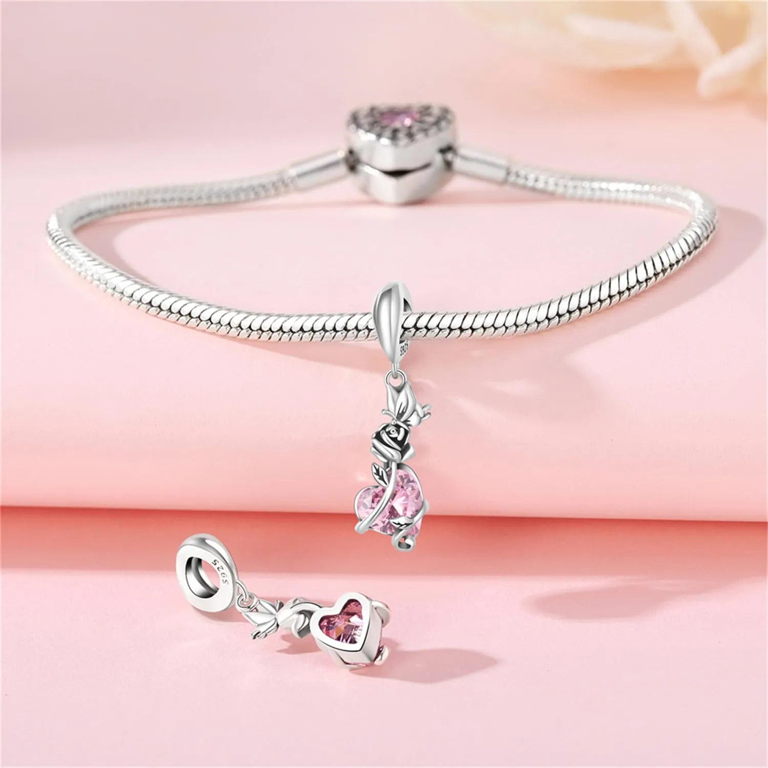 CYCUFF - Charm in argento Sterling 925, adatti per collane con charm, perline per bracciali e gioielli regalo per donne, FASCINO, Argento sterling - immagine 3