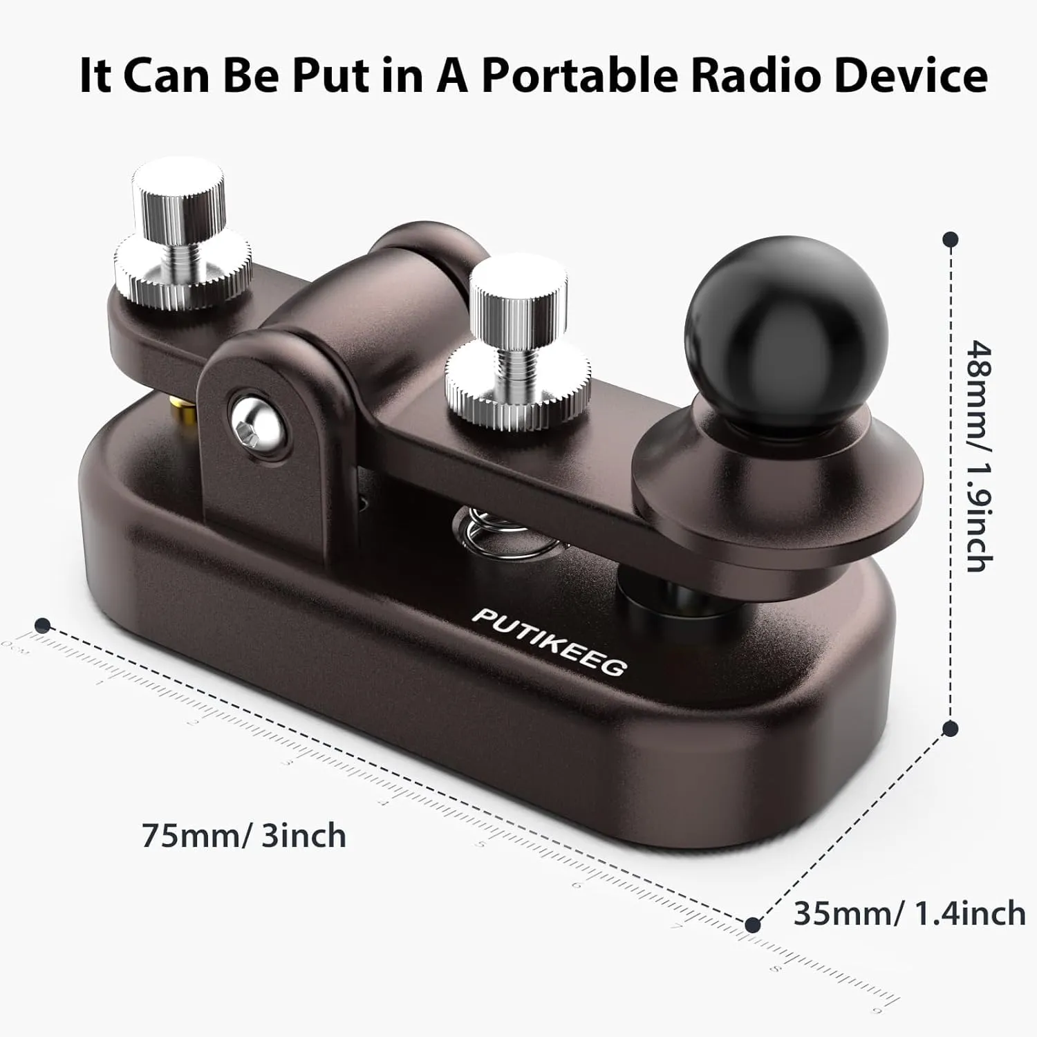 Putikeeg CW, tasto Morse, tasto per telegrafo, telecomando per amatoriali, codice Morse, tastiera per telegramma, trasmettitore Morse, tasti CW dritti (marrone-1) - immagine 2