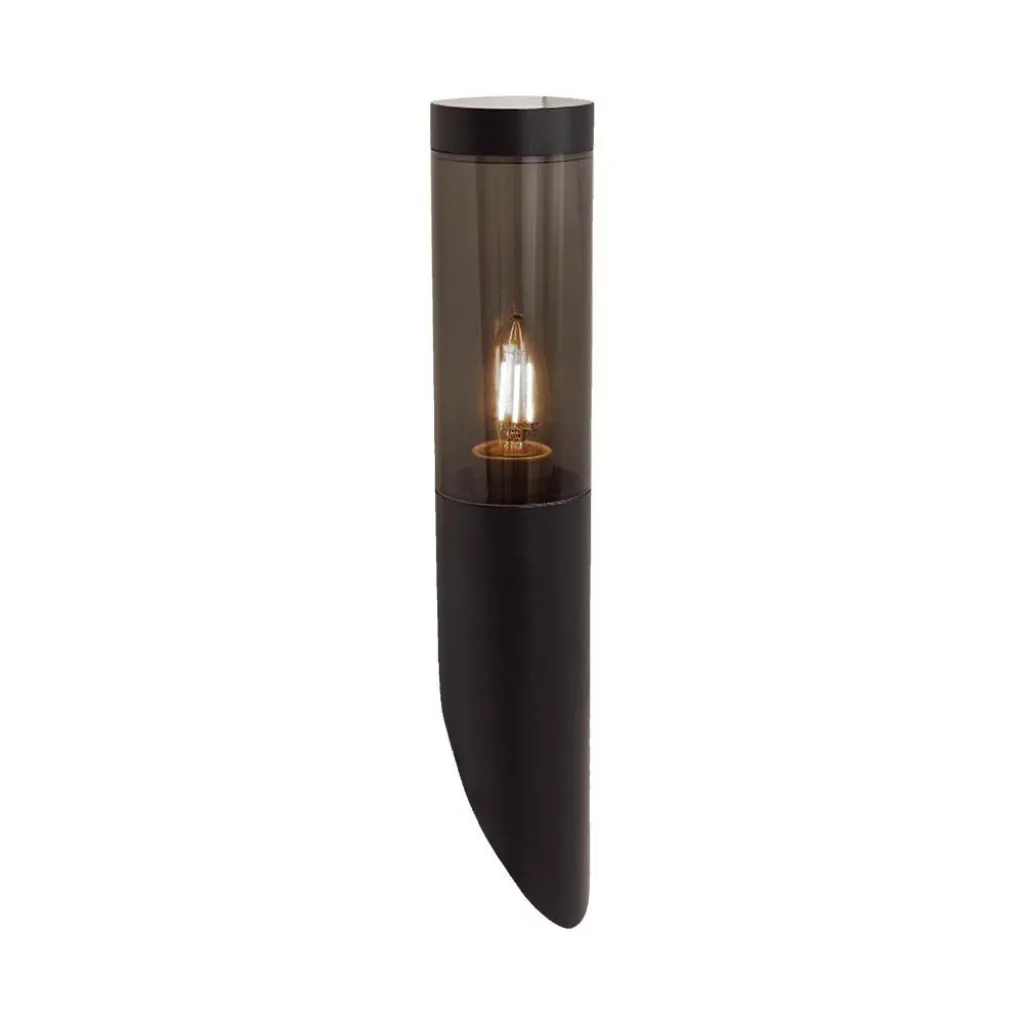 V-TAC Bollard Garden Light Fitting E27 (76mmx365x236mm) Smoke Plastic/SS Black Body IP44 - immagine 1