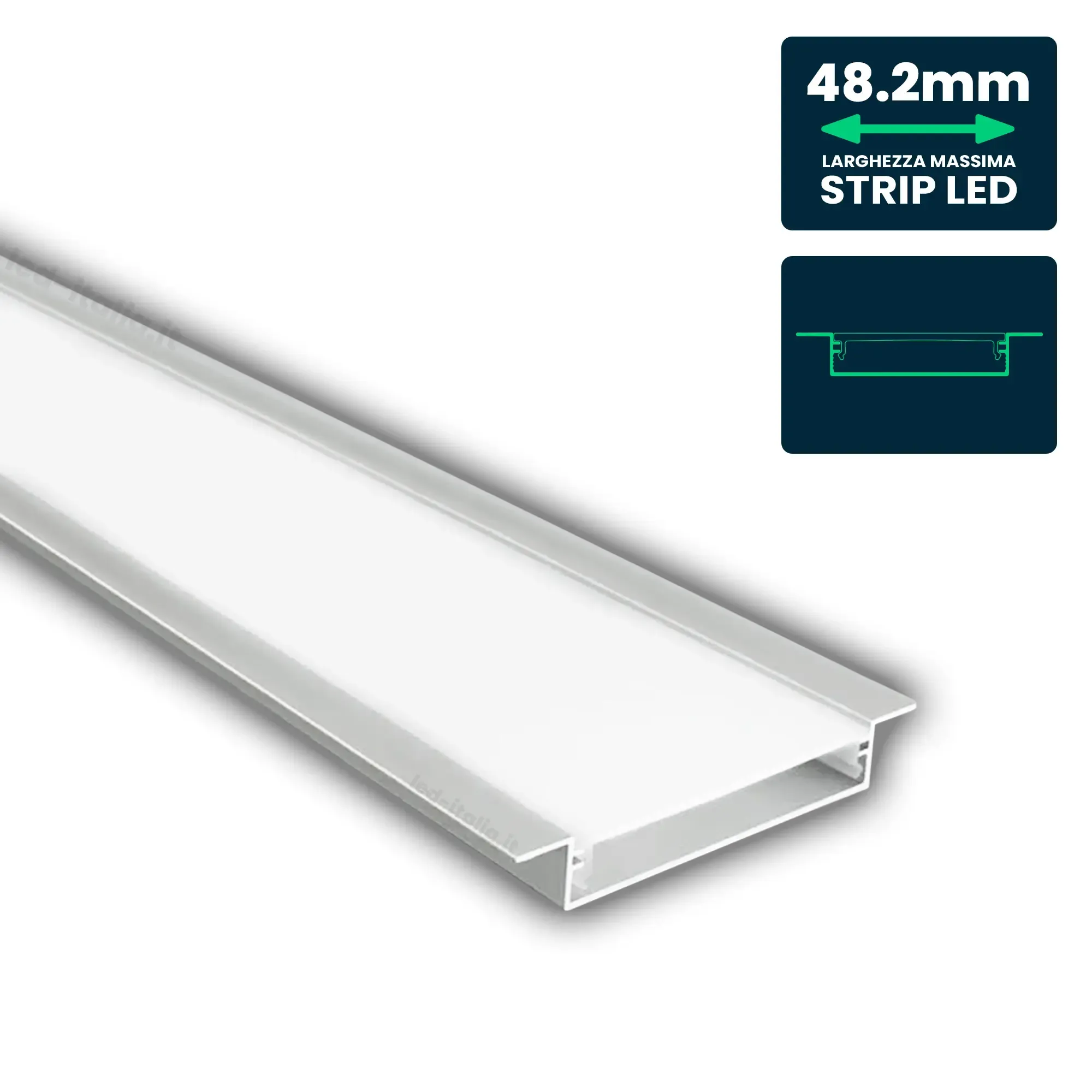 Mounting Kit With Diffuser For Led Strip Recessed 1000*50*10Mm - immagine 1