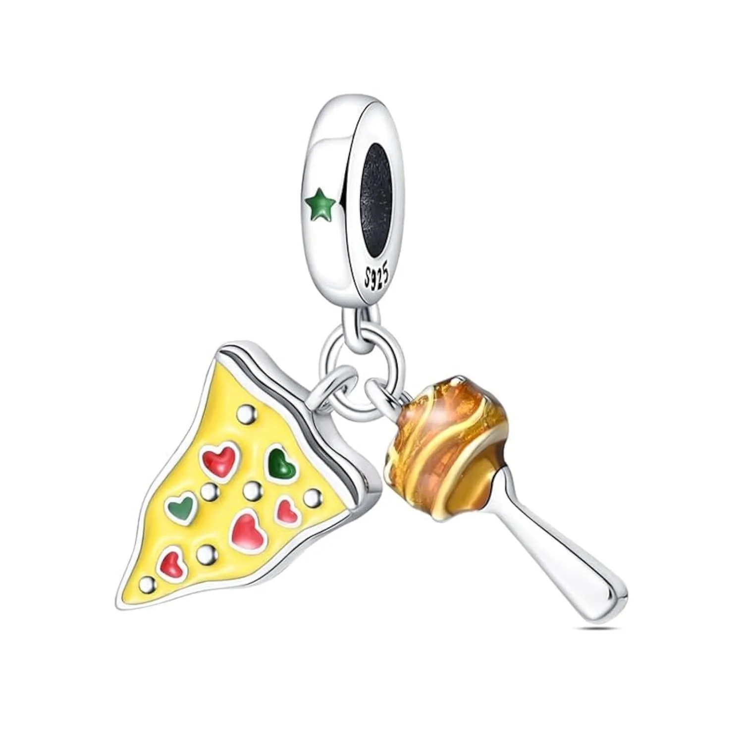 CYCUFF Sterling Silver Charms 925 per Bracciale Europeo, Collane Pendente Perline Gioielli Regalo per Le Donne Amici di Famiglia (set di charms in due pezzi con pizza gourmet) - immagine 1