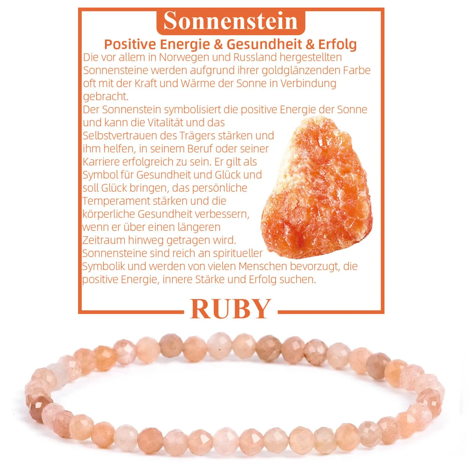 Ruby Bracciale con perle da donna - Bracciale di alta qualità da 4 mm realizzato con pietre naturali autentiche sfaccettate - Con confezione regalo inclusa - immagine 1