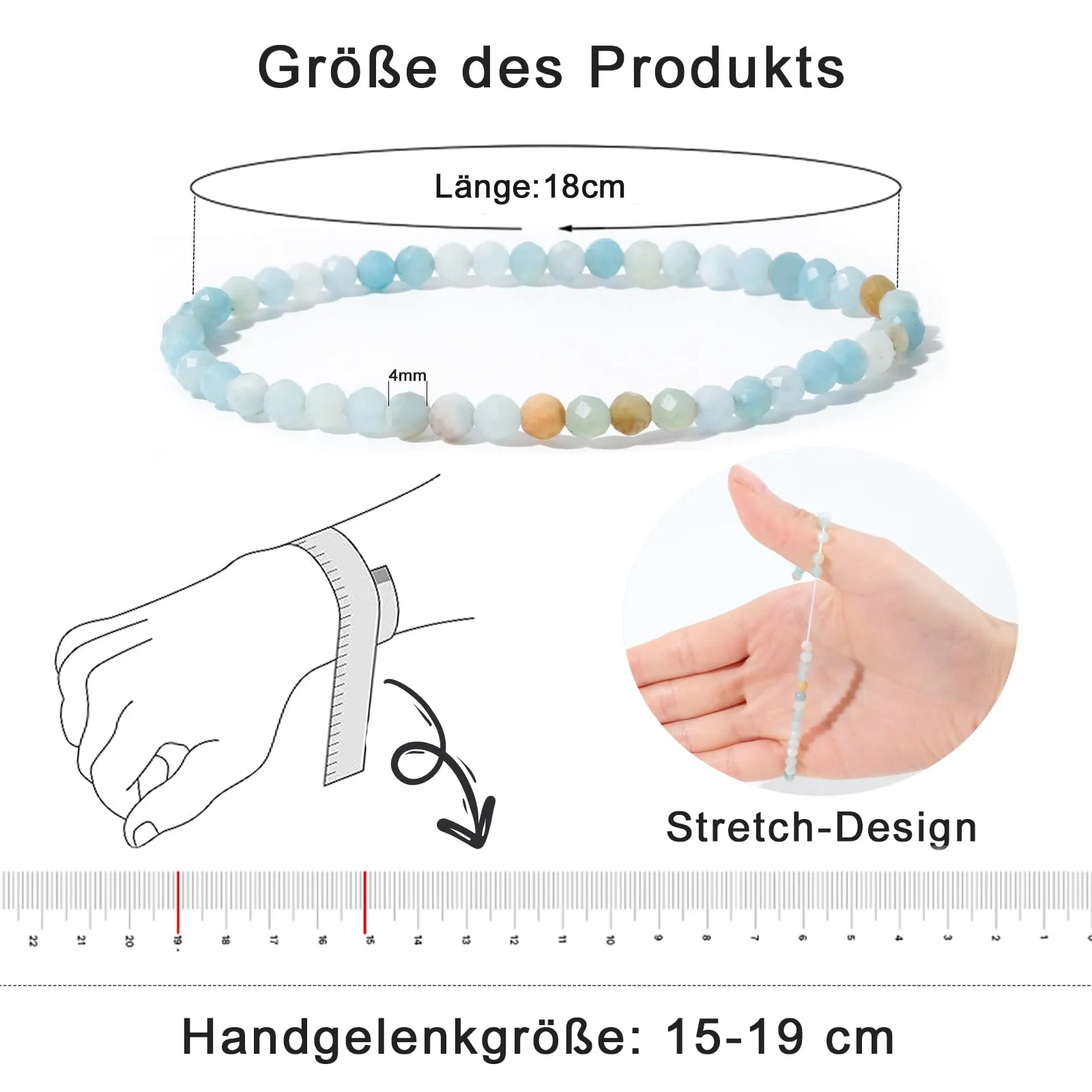 Ruby Bracciale con perle da donna - Bracciale di alta qualità da 4 mm realizzato con pietre naturali autentiche sfaccettate - Con confezione regalo inclusa - immagine 3