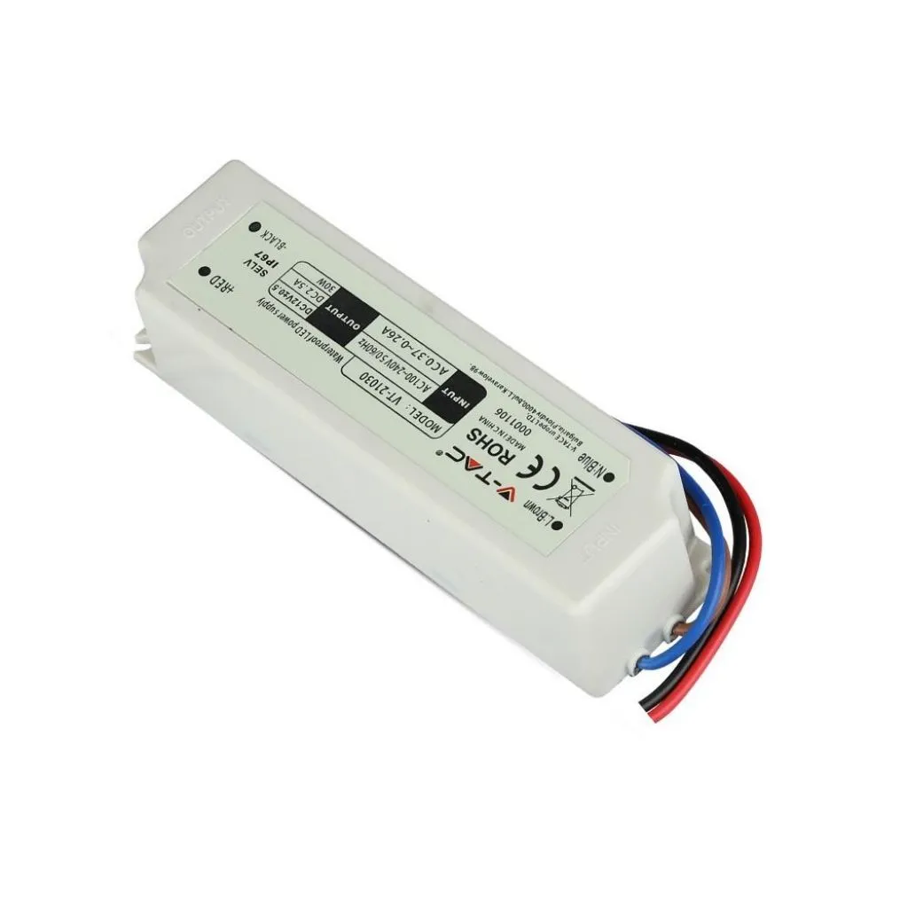 V-TAC Alimentatore in Plastica 30W 12V Colore Bianco IP67 - immagine 1