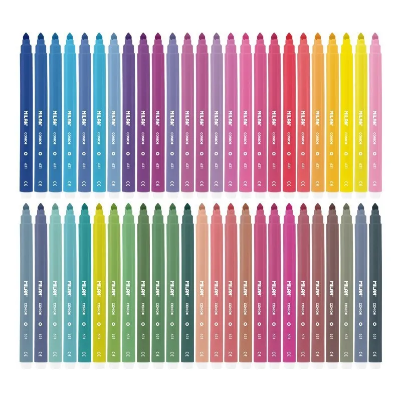 Confezione da 50 pennarelli Milan - Punta conica da 5 mm - Inchiostro ad acqua - Lavabili - Colori assortiti - immagine 1