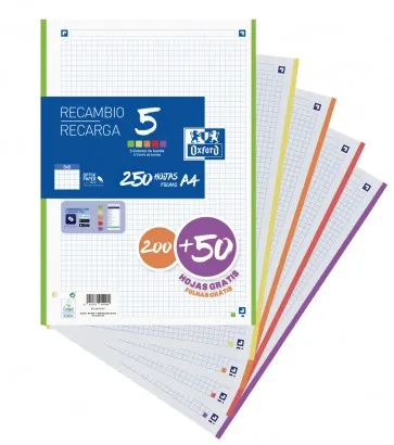 Oxford 400150903 ricambi per quaderni 210 x 297 mm (A4) 250 fogli - immagine 1
