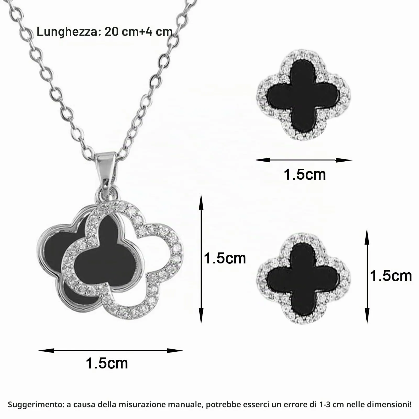 XIWCAFC Quadrifoglio Set di Gioielli da Donna,18K oro rosa Parure Gioielli Set Acciaio al Titanio Set di Collana e Orecchini Parure di Gioielli da Sposa Damigella d'Onore Regalo Dirndl Gioielli (B2) - immagine 2