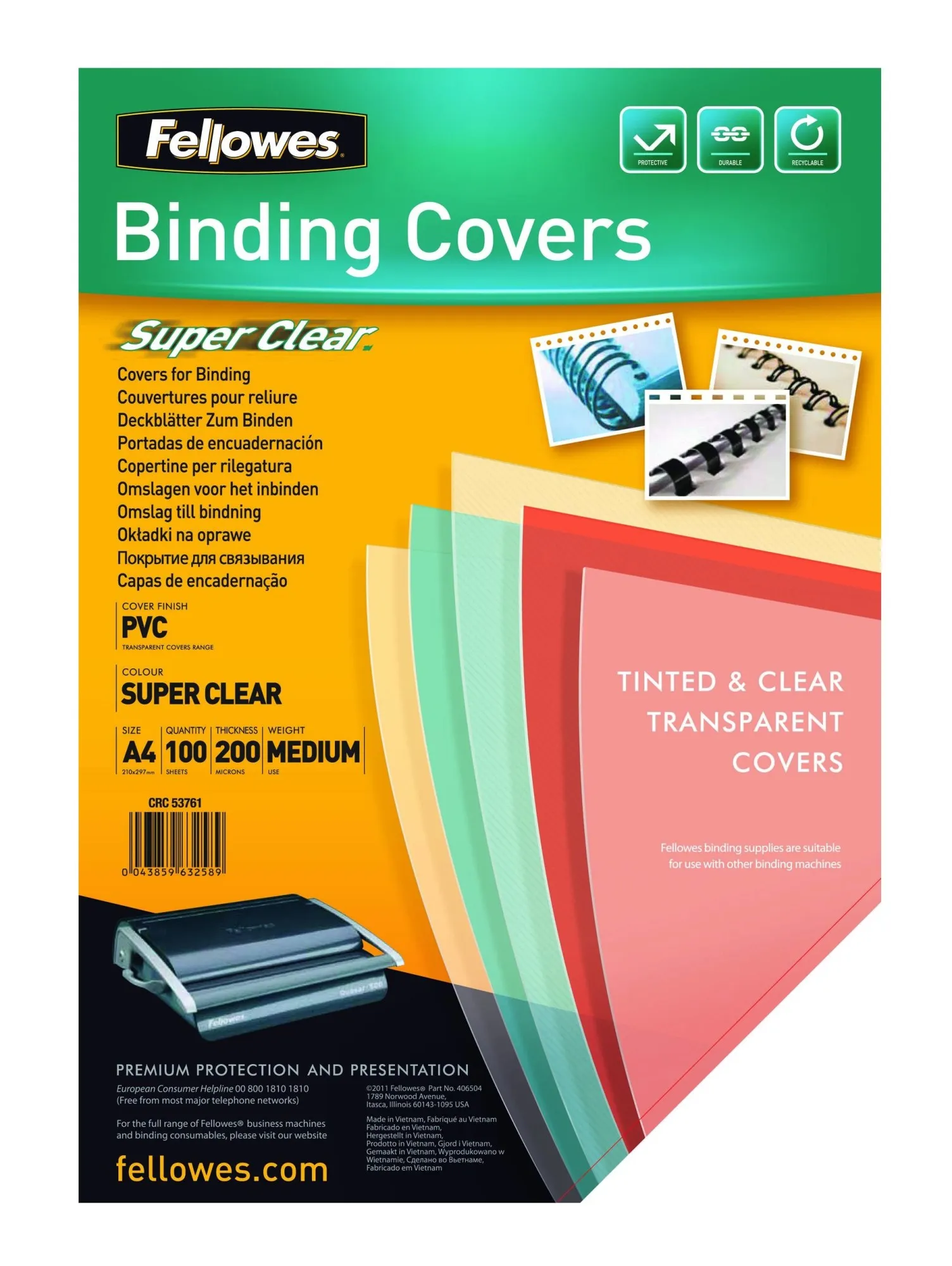 Fellowes 5376001 cartellina A4 PVC Trasparente 100 pz - immagine 1
