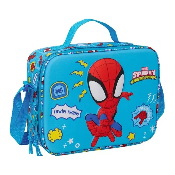 Borsa termica per il pranzo Safta Spidey - Parte frontale 3D - Chiusura con cerniera - Tracolla regolabile - Maniglia per il trasporto - 25x195x9 cm - Blu - immagine 1