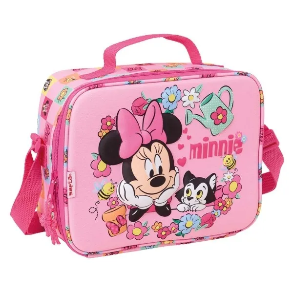 Borsa termica per il pranzo Safta Minnie Mouse - Fronte 3D - Chiusura con cerniera - Tracolla regolabile - Maniglia per il trasporto - 25x195x9 cm - Rosa - immagine 1