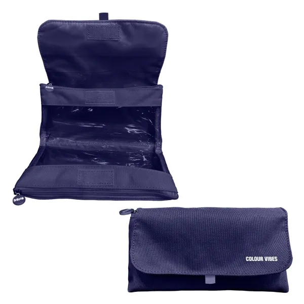 Astuccio doppio Dohe Vibes - Chiusura con patta e tasca interna - Cerniera - Finestre trasparenti - Poliestere - 22x11x6cm - Blu scuro - immagine 1