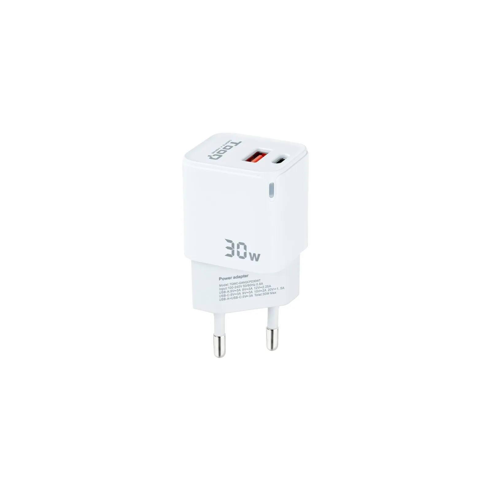 TooQ TQWC-GANQCPD30WT Caricabatterie per dispositivi mobili Bianco Interno - immagine 1