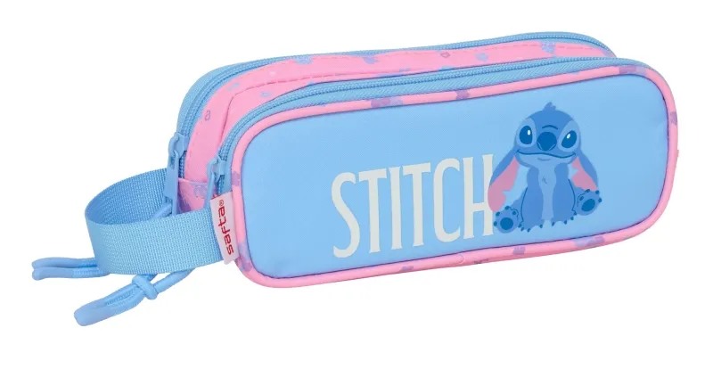 Astuccio Safta Stitch Bright - Chiusura con cerniera - Maniglia laterale - 1 litro - 210x60x80 mm - Blu - immagine 1