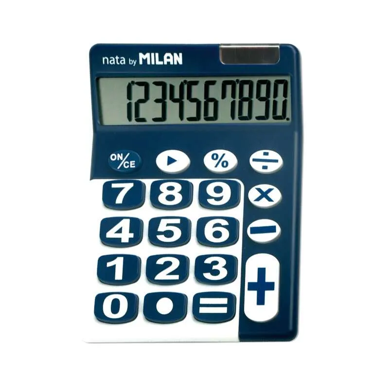 Calcolatrice da tavolo Milan a 10 cifre - Tasti grandi - Spegnimento automatico - Blu e bianco - immagine 1