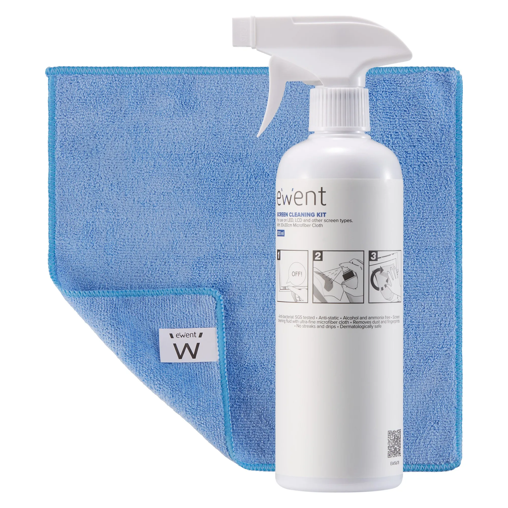 Ewent Kit Spray Limpiador Pantallas 500ml + Pa?±o Microfibra - immagine 1