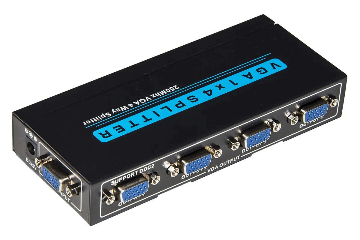 Splitter Vga 4 Porte 250 Mhz Con Alimentatore - immagine 1