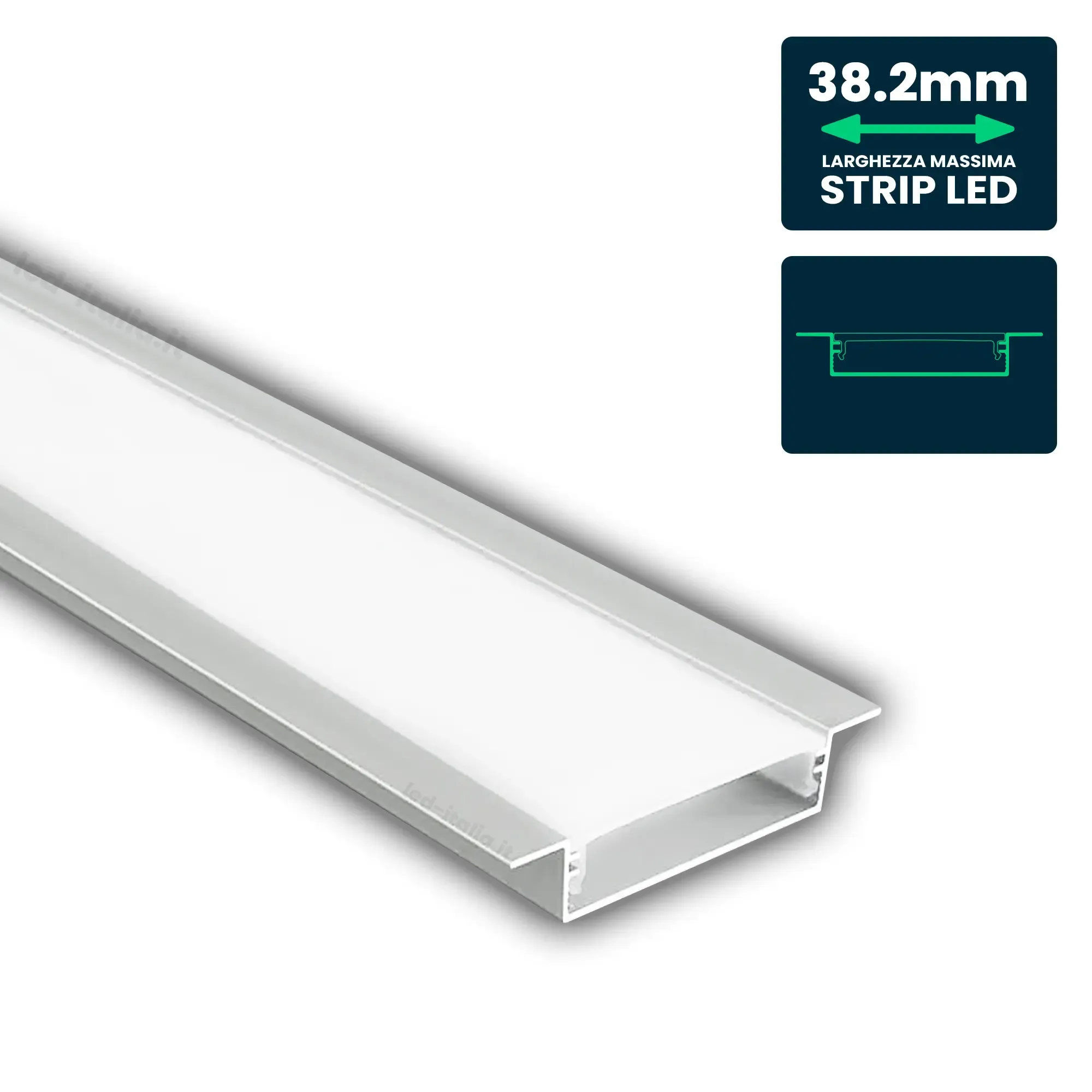 Mounting Kit With Diffuser For Led Strip Recessed 1000*40*10Mm - immagine 1