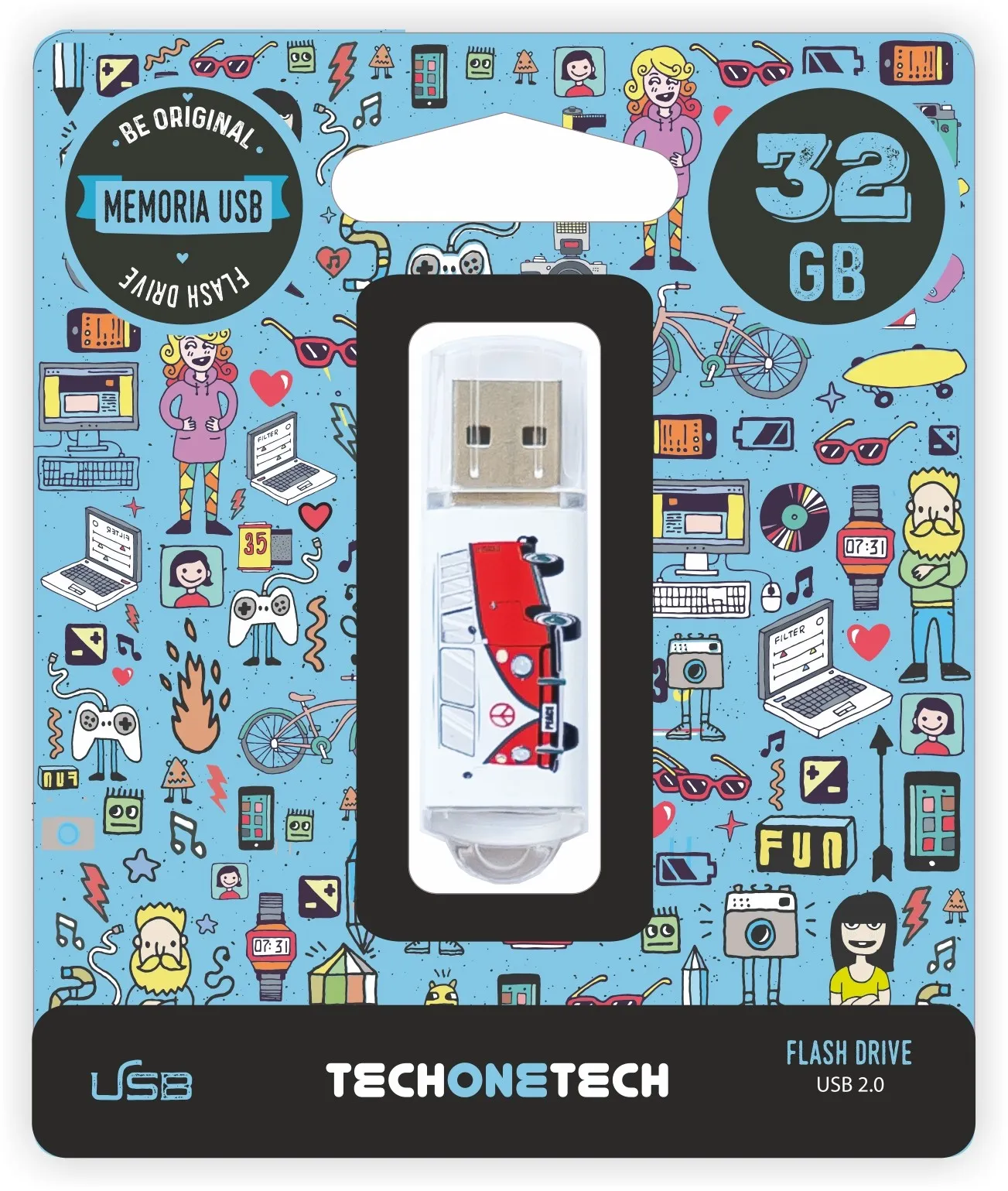 TechOneTech Camper Van Van Memoria USB 2.0 32GB (Pendrive) - immagine 1