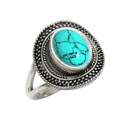 gemma creato Turchese Anello placcato argento gioiello T1085BU13_59 (18.8) - immagine 1