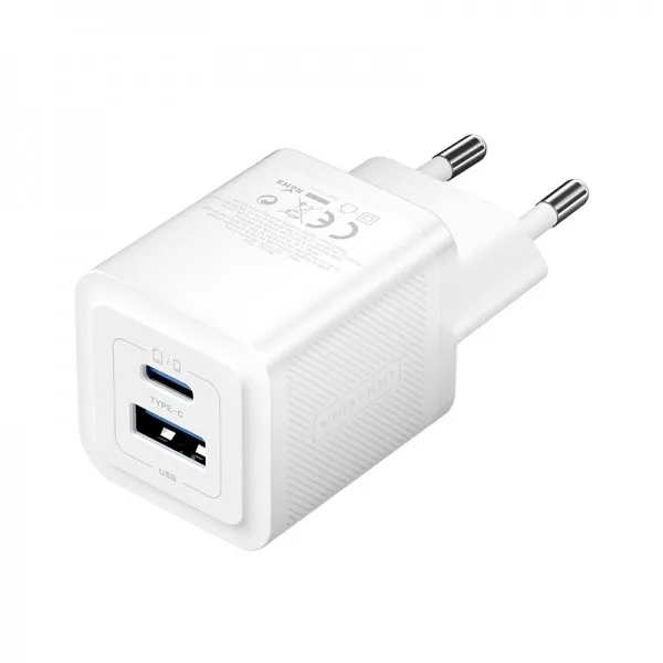 Vention GaN Caricabatterie da muro 2 porte USB (C+A) (30W/30W) - Ricarica rapida UE - Bianco - immagine 1