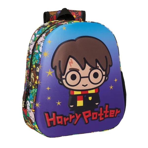 Zaino Safta Harry Potter 3D - Manico - Portabottiglie laterale - 27x33x10cm - Blu - immagine 1