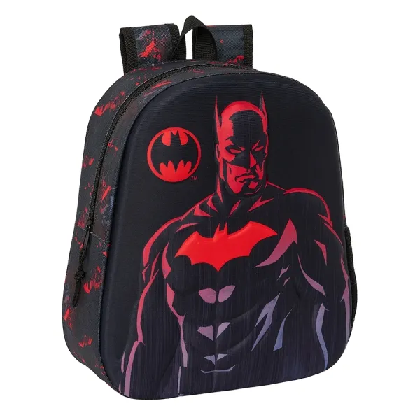 Zaino Safta Batman 3D - Cinghia da polso - Porta bottiglia laterale - 27x33x10 cm - Nero - immagine 1