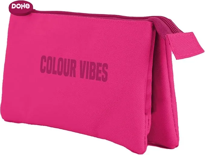 Astuccio triplo Dohe Colour Vibes - Doppia chiusura a cerniera con tiretto in gomma - Rosa - immagine 1