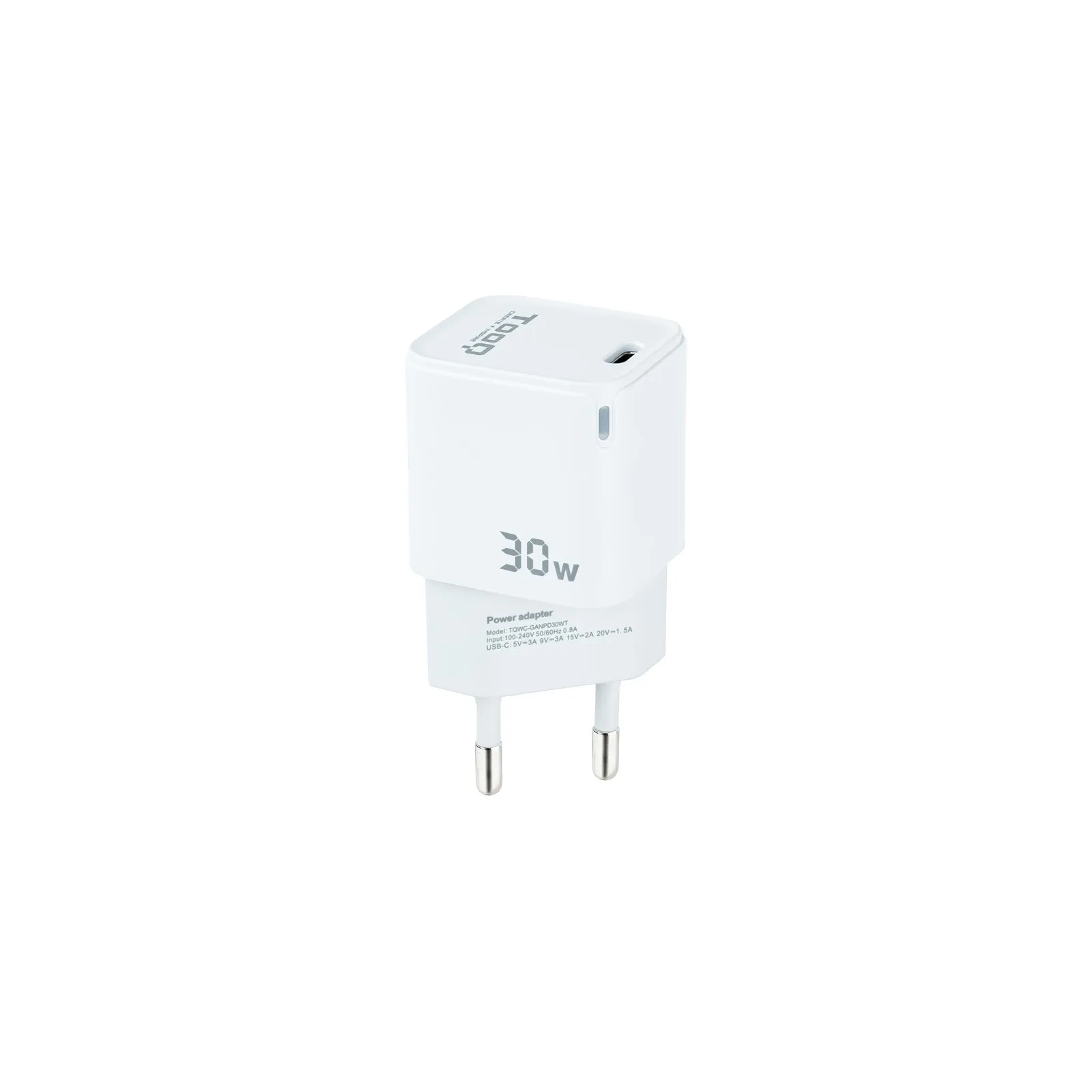 TooQ TQWC-GANPD30WT Caricabatterie per dispositivi mobili Bianco Interno - immagine 1