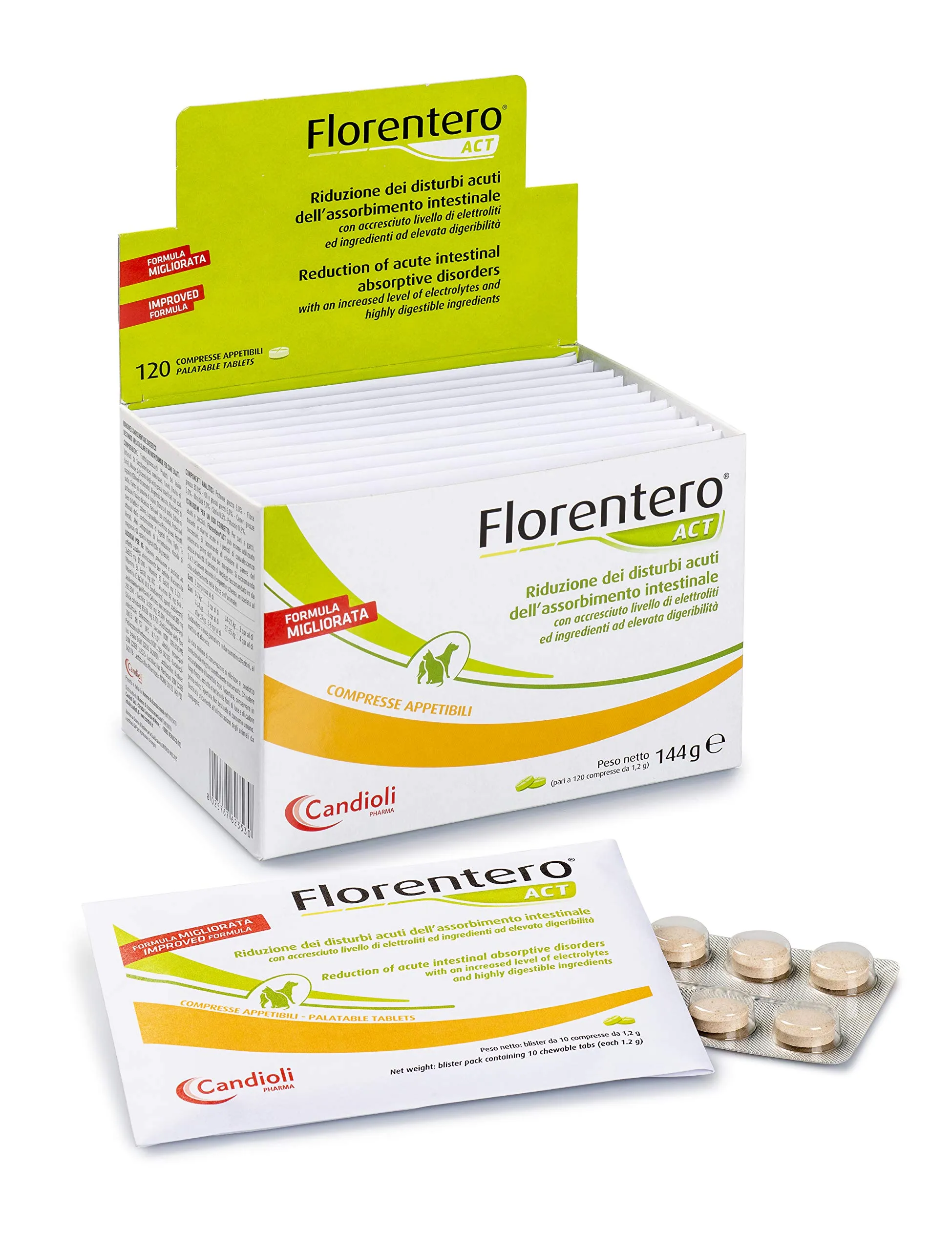 Candioli PA2353 Florentero Mangime Complementare per la Riduzione dei Disturbi Acuti dell'Assorbimento Intestinale per Cani e Gatti, 120 Compresse - immagine 1