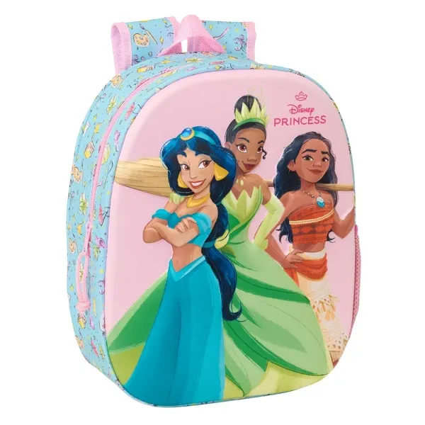 Zaino Safta Principesse Disney 3D 864 litri - Porta borraccia - Porta badge - Spallacci imbottiti - 27x33x10 cm - Azzurro - immagine 1