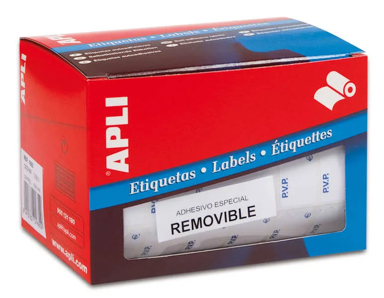 Rotolo Apli da 2.520 etichette PVP 16x22 mm - Testo prestampato con le iniziali PVP - Adesivo rimovibile - Bianco - immagine 1