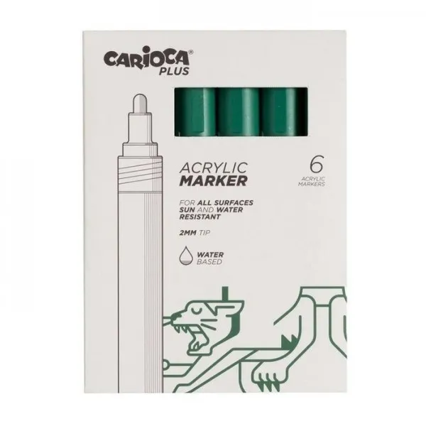 Carioca Plus Confezione da 6 pennarelli acrilici - Punta da 2 mm - Colore verde - immagine 1