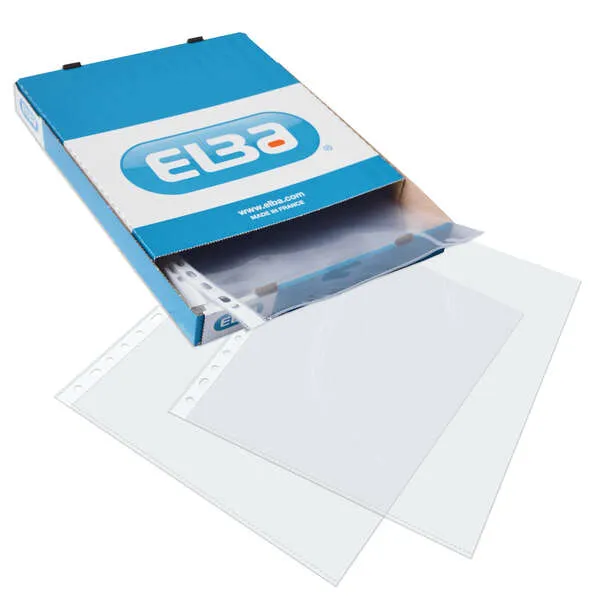 Elba Confezione da 100 Copertine in PP Multiforato 70 Micron - Formato Folio - Finitura Crystal - Trasparente - immagine 1