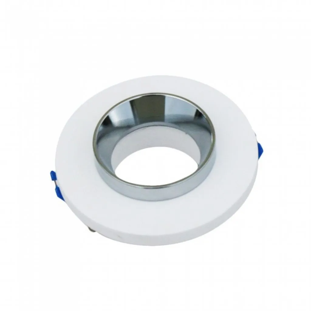 V-TAC Portafaretto LED da Incasso Rotondo GU10 e GU5.3 (MR16) Corpo in Gesso Bianco e Metallo Cromato - immagine 1