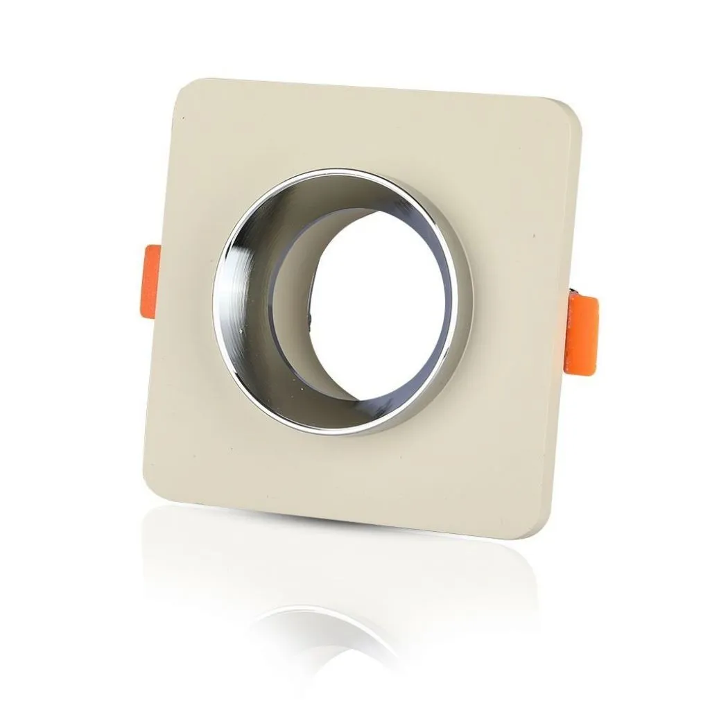 V-TAC Portafaretto LED da Incasso GU10 Corpo in Gesso Quadrato Colore Bianco con Finitura Cromata - immagine 1