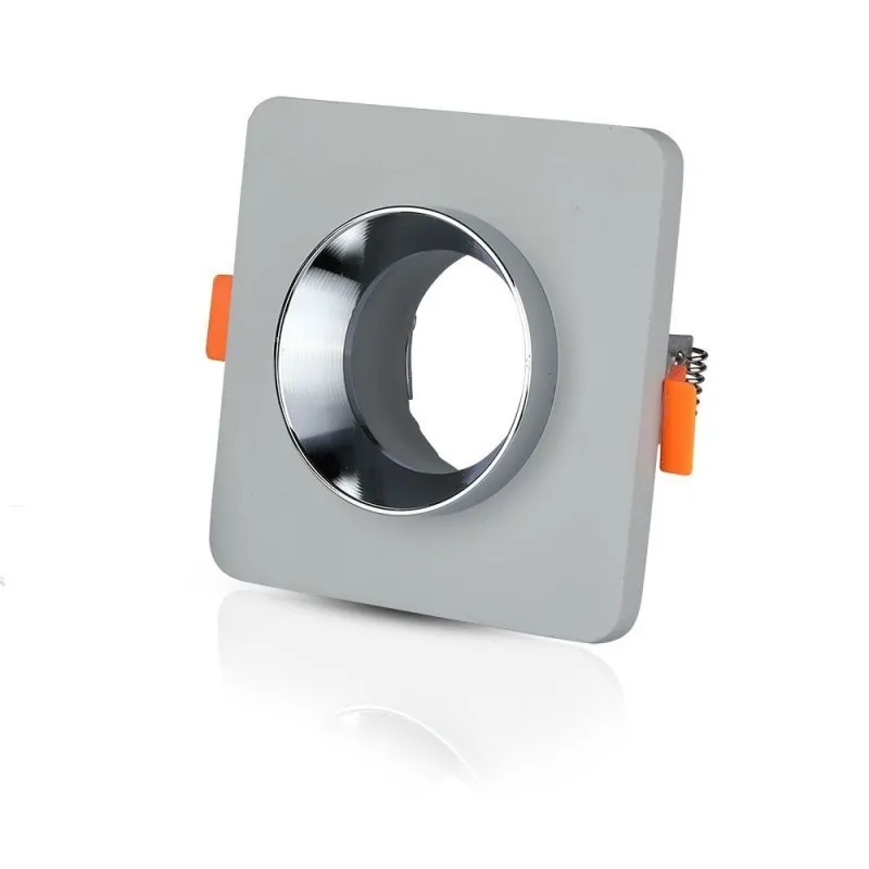 V-TAC Portafaretto LED da Incasso GU10 Corpo in Gesso Quadrato Colore Grigio con Finitura Cromata - immagine 1