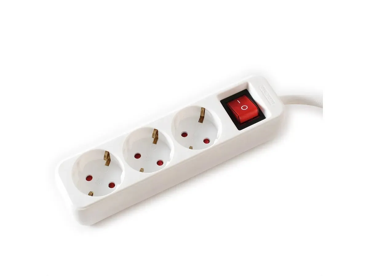 Value Power Strip 3X With Switch White 3M Shuko - immagine 1