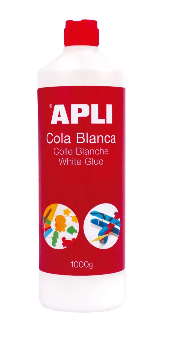 Colla bianca Apli - 1000 g - Asciugatura rapida - Resistente all'acqua - Ideale per lavori manuali e scolastici. Bianco - immagine 1