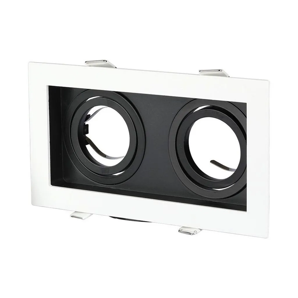 V-TAC Portafaretto LED Doppio da Incasso 2*GU10 e GU5.3 (MR16) Orientabili Colore Bianco e Nero - immagine 1