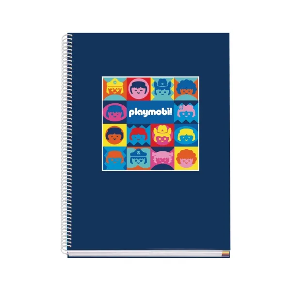 Quaderno a spirale Playmobil A4 di Dohe 100 fogli microforati griglia da 5 mm - Copertina rigida in cartone - Elastici colorati - immagine 1