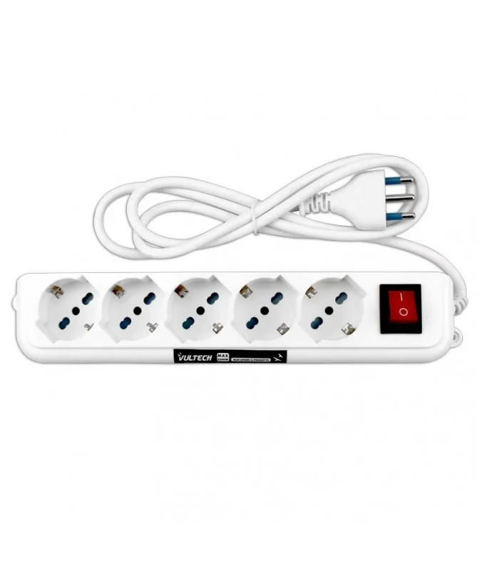 Vultech Multipresa Bipasso Vultech Mu-01 5 Posti Con Tasto On/Off - immagine 1