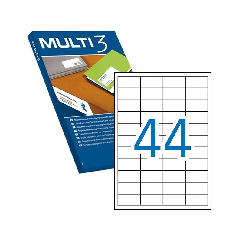 Multi3 confezione da 4.400 etichette bianche bordi dritti dimensioni 485 x 254 mm con adesivo permanente per molteplici usi - immagine 1