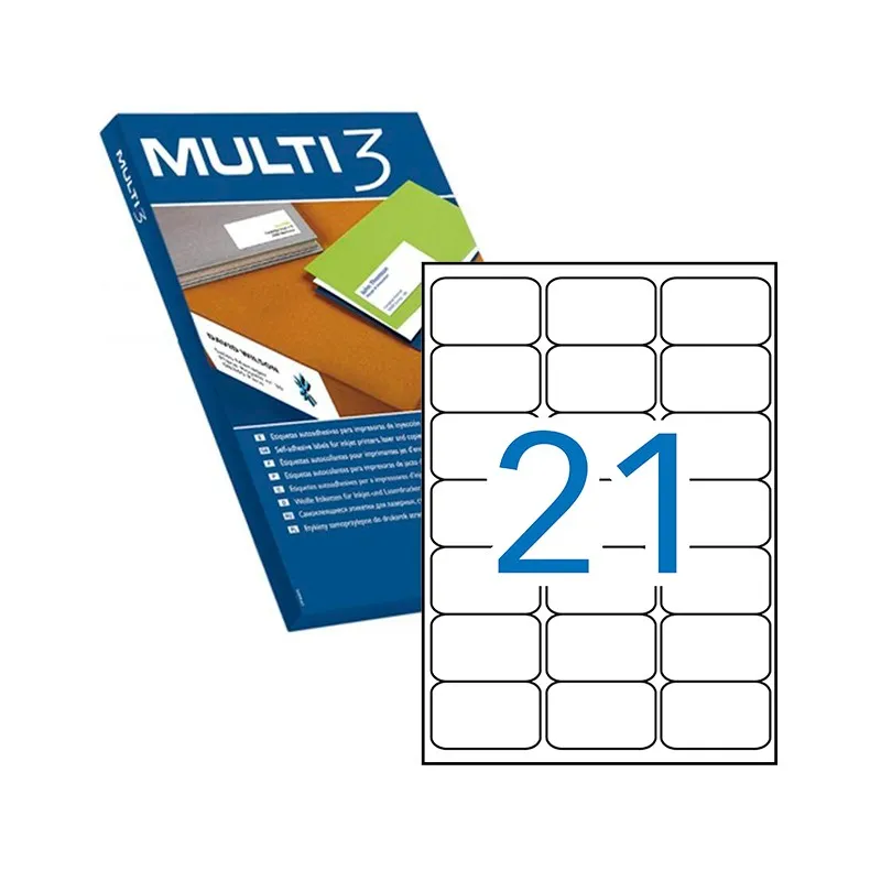 Multi3 confezione da 2.100 etichette bianche bordi arrotondati dimensioni 635 x 381 mm con adesivo permanente per molteplici usi - immagine 1