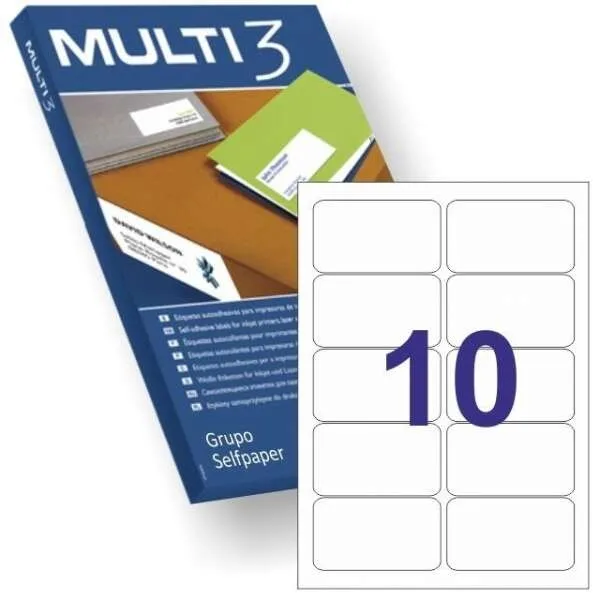 Multi3 Confezione da 1.000 Etichette Permanenti 991x57mm - Bordi Smussati - 100 Fogli x 10 Etichette - Colore Bianco - immagine 1