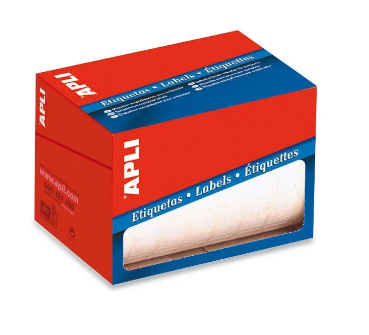 Apli Rotolo da 400 Etichette 38x102mm - Adesivo Permanente - Bordi Smussati - Bianco - immagine 1