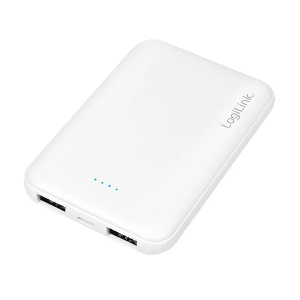 *Batteria Portatile Per Smartphone E Tablet 5000 Mah Con Due Porte Usb Bianca - immagine 1
