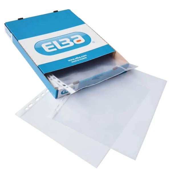 Elba Confezione da 100 Bustine Multiforate in PP 70 Micron - Formato A4 - Finitura Cristallo - Trasparente - immagine 1