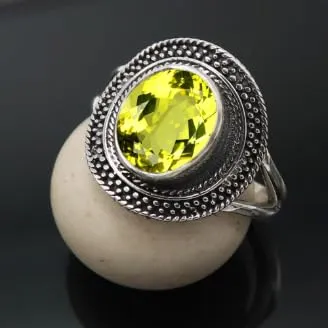 gemma Quarzo limone Anello placcato argento gioiello T1085BA10_56 (17.8) - immagine 2