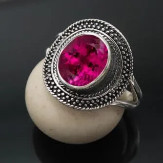 Anello placcato argento Rubellite donna gioiello T1085AQ9_55 (17.5) - immagine 2
