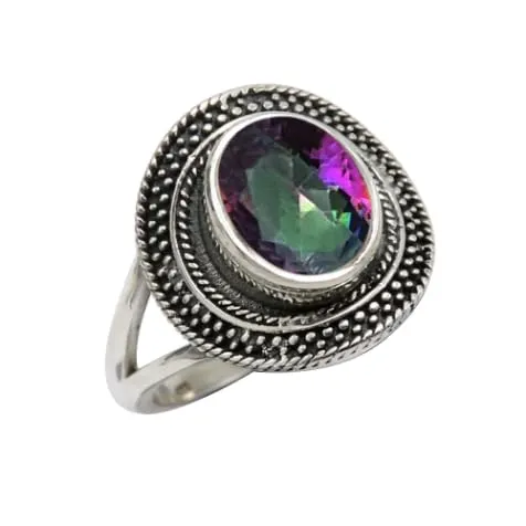 gemma Topazio mistico Anello placcato argento gioiello T1085AG3_49 (15.6) - immagine 1